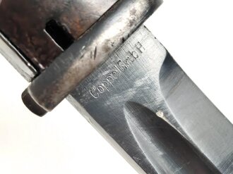 Seitengewehr M84/98 für K98 der Wehrmacht. Nummerngleiches Stück Coppel 1940. Die Scheide überlackiert
