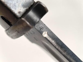 Seitengewehr M84/98 für K98 der Wehrmacht. Nummerngleiches Stück Coppel 1940. Die Scheide überlackiert