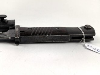 Seitengewehr M84/98 für K98 der Wehrmacht. Nummerngleiches Stück Coppel 1940. Die Scheide überlackiert