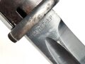 Seitengewehr M84/98 für K98 der Wehrmacht. Nummerngleiches Stück Coppel 1940. Die Scheide überlackiert