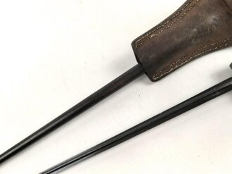 Frankreich, Epee Seitengewehr Modell 1886 Lebel, in Koppelschuh