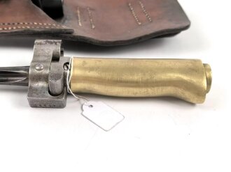 Frankreich, Epee Seitengewehr Modell 1886 Lebel, in Koppelschuh