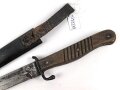 1.Weltkrieg,  Grabendolch. Hersteller "Rasiermesserfabrik ERN" Verschliffene Klinge, Scheide überlackiert