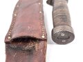 U.S. WWII Cattaraugus 2250 Commando Fighting Knife. Good condition, in leather scabbard