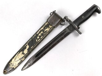 U.S. WWII M1 Garand Bayonet , AFH manufactured. Used, scabbard was original white, but OD overpainted