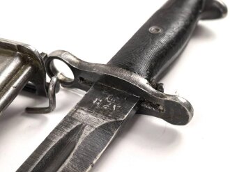 U.S. WWII M1 Garand Bayonet , AFH manufactured. Used, scabbard was original white, but OD overpainted