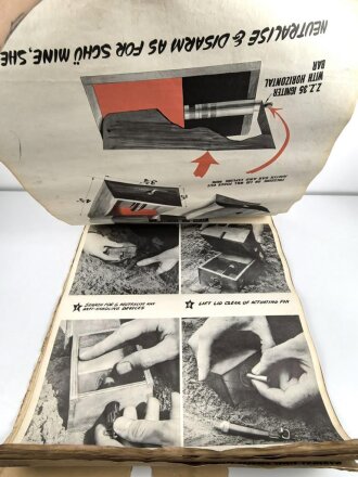 U.S. and British WWII, Illustrated Training Portfolio ( German Mines ) The war office, Oktober 1944.  Size  70 x 100cm
