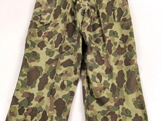 U.S. Army, 1943 dated Camo HBT combat trousers. Unissued, with cutters tags. Size 34 x 31, King Kard Overall Co.