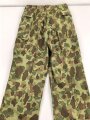 U.S. Army, 1943 dated Camo HBT combat trousers. Unissued, with cutters tags. Size 34 x 31, King Kard Overall Co.