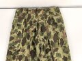 U.S. Army, 1943 dated Camo HBT combat trousers. Unissued, with cutters tags. Size 34 x 31, King Kard Overall Co.