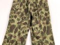 U.S. Army, 1943 dated Camo HBT combat trousers. Unissued, with cutters tags. Size 34 x 31, King Kard Overall Co.