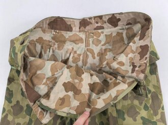 U.S. Army, 1943 dated Camo HBT combat trousers. Unissued, with cutters tags. Size 34 x 31, King Kard Overall Co.