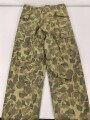 U.S. Army, 1943 dated Camo HBT combat trousers. Unissued, with cutters tags. Size 34 x 31, King Kard Overall Co.