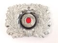 Zoll / Reichsfinanzverwaltung III.Reich, Eichenlaubkranz mit Kokarde für ien Schirmmütze für Mannschaften. Aluminium