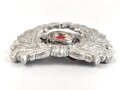 Zoll / Reichsfinanzverwaltung III.Reich, Eichenlaubkranz mit Kokarde für ien Schirmmütze für Mannschaften. Aluminium