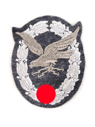 Fliegerschützenabzeichen mit Blitzbündel der Luftwaffe, Stoffausführung, sehr guter Zustand