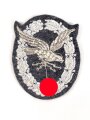 Fliegerschützenabzeichen mit Blitzbündel der Luftwaffe, Stoffausführung, sehr guter Zustand