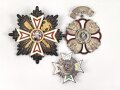 Carneval / Fasching, drei dekorative, teilemaillierte Abzeichen, der Bruststern 97mm Durchmesser