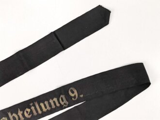 Kriegsmarine, Mützenband "9.Schiffsstammabteilung" Lange 162cm
