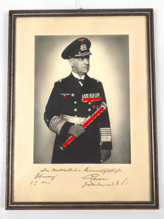 Großadmiral Erich Raeder, original gerahmtes Foto...