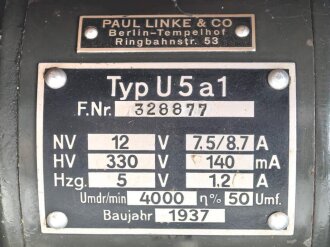 Umformer U5 a1 datiert 1937, Originallack, Funktion nicht...