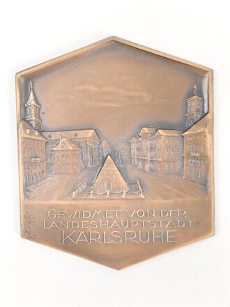 Baden, Ehrenplakette der Landeshauptstadt Karlsruhe im Etui, dieses 10,5 x 13cm
