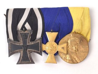 Preußen Ordenspange , Eisernes Kreuz 2. Klasse 1914, Dienstauszeichnung 25 Jahre, Centenarmedaille. Meiner Meinung nach Anfertigung aus dem 1930iger Jahren