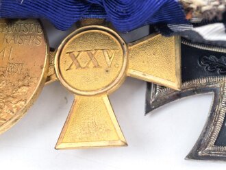 Preußen Ordenspange , Eisernes Kreuz 2. Klasse 1914, Dienstauszeichnung 25 Jahre, Centenarmedaille. Meiner Meinung nach Anfertigung aus dem 1930iger Jahren