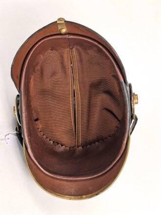 Sachsen, Pickelhaube für Mannschaften der Infanterie. Eigentumstück mit Offiziersmäßigem Innenfutter. Ungereinigtes Stück in gutem Gesamtzustand.