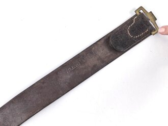 Kaiserreich, Koppelriemen für Mannschaften, Kammerstück ab 1896, der Gegenhaken für das Koppelschloss alter Art bis 1895 in 54mm Höhe. Gesamtlänge 100cm