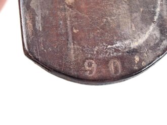 Kaiserreich, Koppelriemen für Mannschaften, Kammerstück ab 1896, der Gegenhaken für das Koppelschloss alter Art bis 1895 in 54mm Höhe. Gesamtlänge 100cm