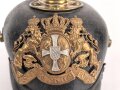 Bayern, Pickelhaube für Mannschaften in einem Landwehr Infanterie Regiment. Unvollständig, das Leder angetrocknet