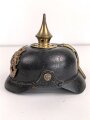 Bayern, Pickelhaube für Mannschaften in einem Landwehr Infanterie Regiment. Unvollständig, das Leder angetrocknet