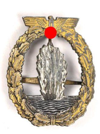 Minensucher Kriegsabzeichen, Zink versilbert und vergoldet, an Quernadel