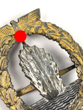 Minensucher Kriegsabzeichen, Zink versilbert und vergoldet, an Quernadel