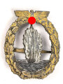 Minensucher Kriegsabzeichen, Zink versilbert und vergoldet, an Quernadel