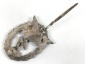 Erdkampfabzeichen der Luftwaffe, Zink versilbert, Herstellerbezeichnung "G.H.Osang Dresden" Nadelbock samt Nadel alt ersetzt.