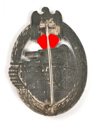 Panzerkampfabzeichen in silber, Zink hohl geprägt, vermutlich Schickle