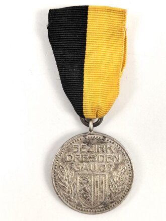 Bund Deutscher Radfahrer Bezirk Dresden Gau 37, Tragbare Medaille 28mm Durchmesser, datiert 1926