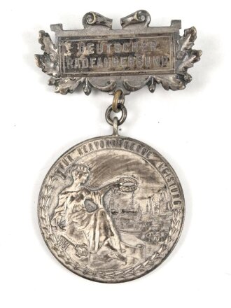 Deutscher Radfahrbund, tragbare Medaille für hervorragende Leistungen in der einzel Dauerfahrt zum Bundestag des Deutschen Radfahrbundes 18.August 1908 Bremen