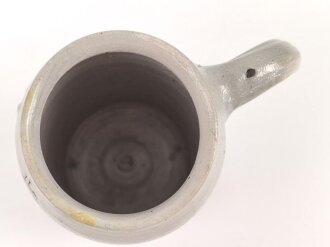1.Weltkrieg, Steingut Bierkrug 1 Liter " Zum Feldgrauen Lille" 1914 / 1916. Altersspuren
