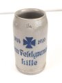 1.Weltkrieg, Steingut Bierkrug 1 Liter " Zum Feldgrauen Lille" 1914 / 1916. Altersspuren