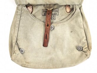 1. Weltkrieg Brotbeutel mit Trageriemen, vereinnahmt von der " Staatlichen Polizei Breslau 1933"
