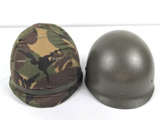 Niederlande, Stahlhelm Baumuster M1 mit Tarnbezug . Gebraucht, guter Gesamtzustand