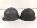 Österreich, Stahlhelm nach Muster M1. Hersteller U.SCH. 65 für "Ulbrichts Witwe, Schwanested" 1965. Originallack