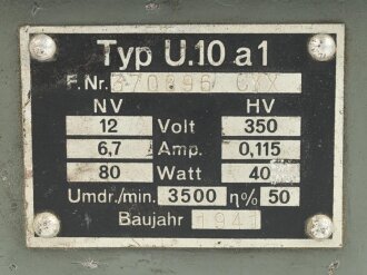 Umformer U.10 a1 der Wehrmacht. Baujahr 1941....