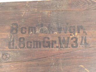 Transportkasten " Lt Wgr" für  80mm Granatwerfer 34 der Wehrmacht. Ungereinigtes Stück