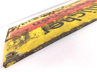 Luftschutz Emailleschild " Öffentlicher Sammel Schutzraum 125 Personen" Maße 39 x 80cm, ungereinigtes Stück