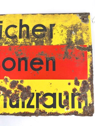 Luftschutz Emailleschild " Öffentlicher Sammel Schutzraum 125 Personen" Maße 39 x 80cm, ungereinigtes Stück