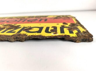 Luftschutz Emailleschild " Öffentlicher Sammel Schutzraum 125 Personen" Maße 39 x 80cm, ungereinigtes Stück